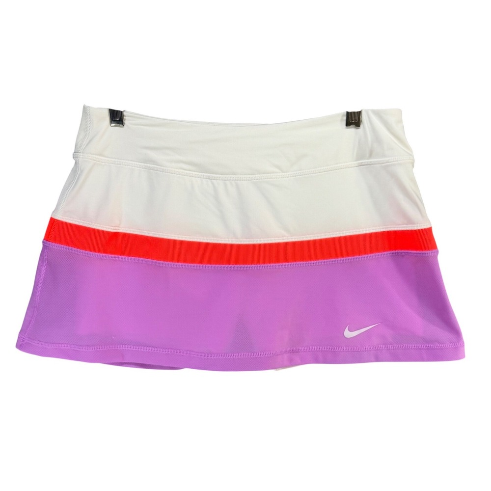 Nike Dri Fit Tennis Skort M White Purple Colorblock Tennis Pickleball Activewear